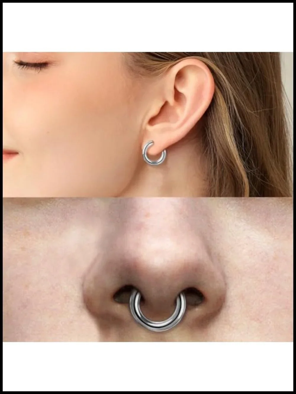 G23 Titanium Septum Rings Hinged Nose Hoop Piercing Jewelry